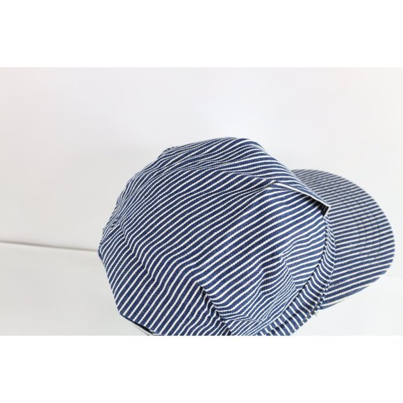 Vintage 70s 80s Streetwear Faded Hickory Striped Train Conductor Hat Cap M/L USA - Picture 5 of 8